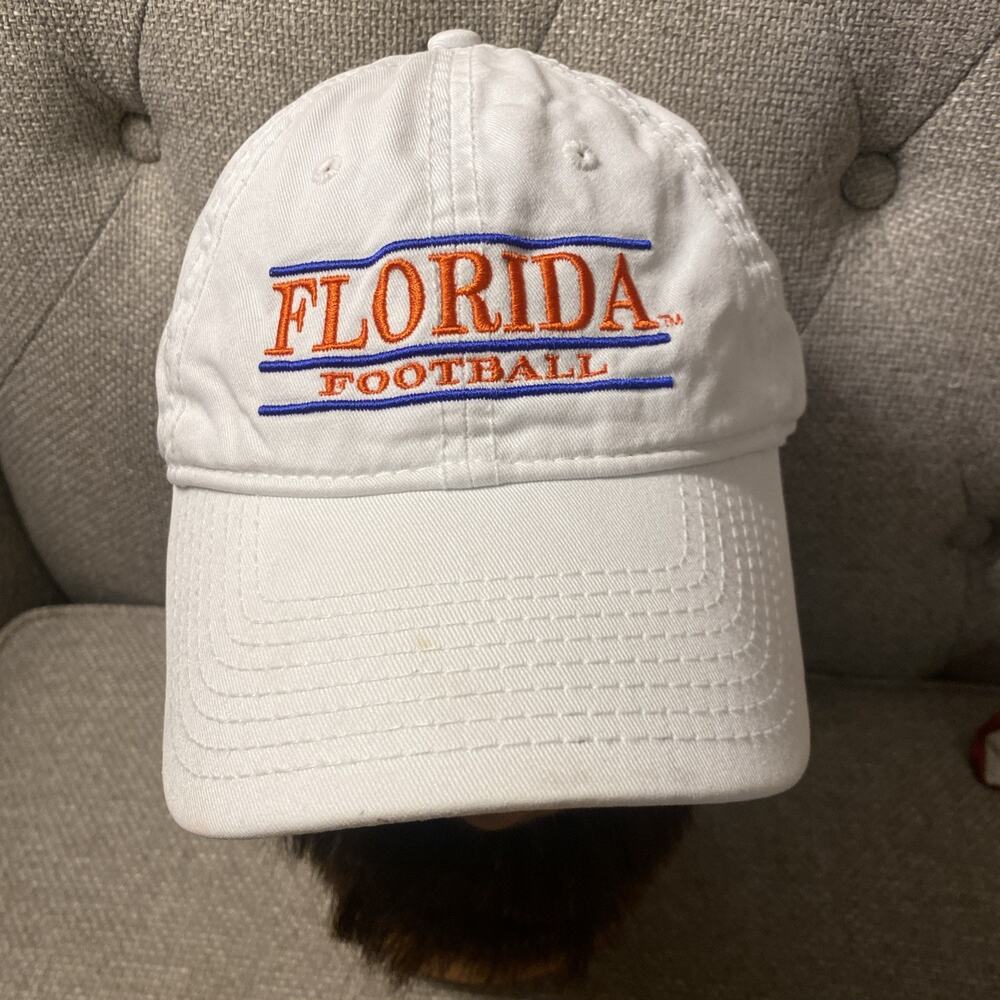 Vintage Y2K Florida Gators Football White Strap Back Hat Cap The Game Split Bar